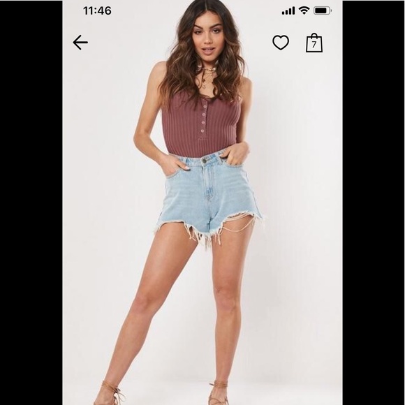 Mocha stretchy ribbed knit thong bodysuit - Picture 6 of 11